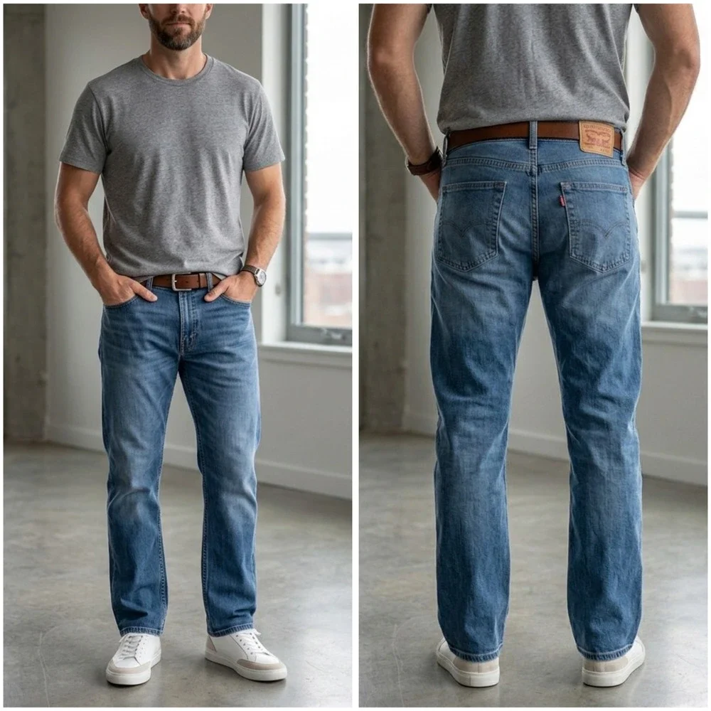 Levis 505 Regular Fit Straight Leg Jeans Mens 34x30 Medium Wash Blue 00505-0236